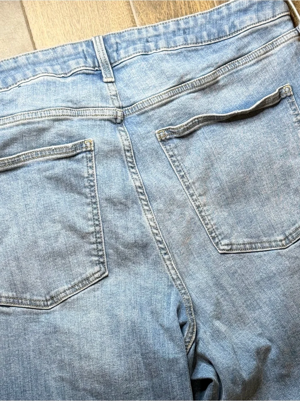 Ava & Viv Light Wash Distressed Raw Hem Flare Jeans Plus Size 20